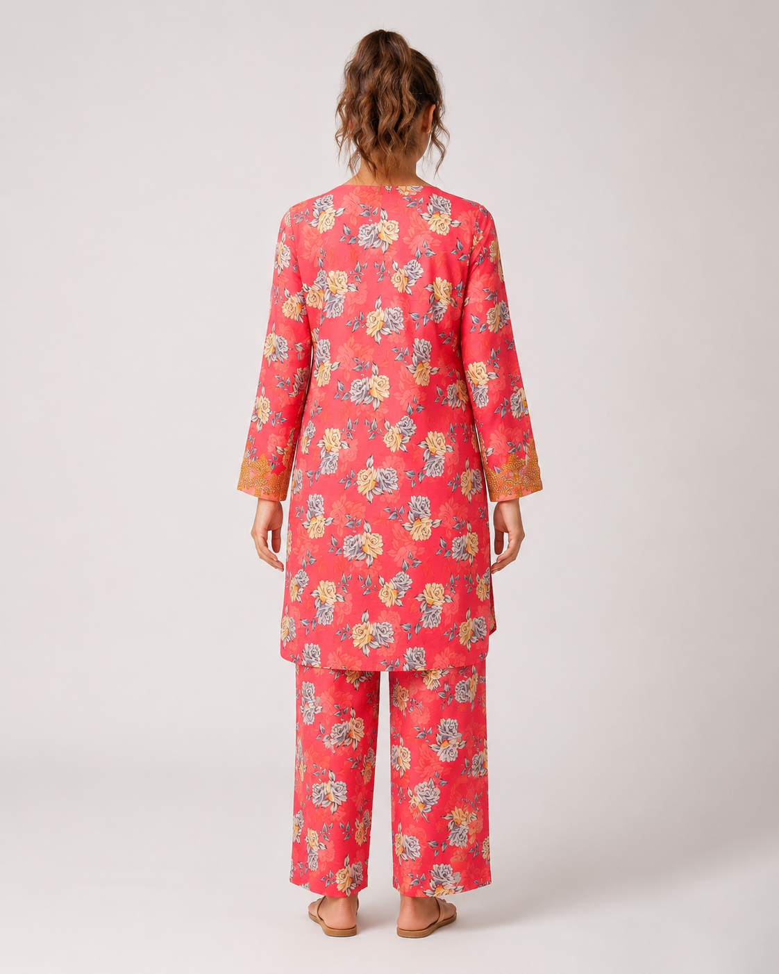 oral Rose Gold Embroidered 2-Piece Kameez Trouser Set
