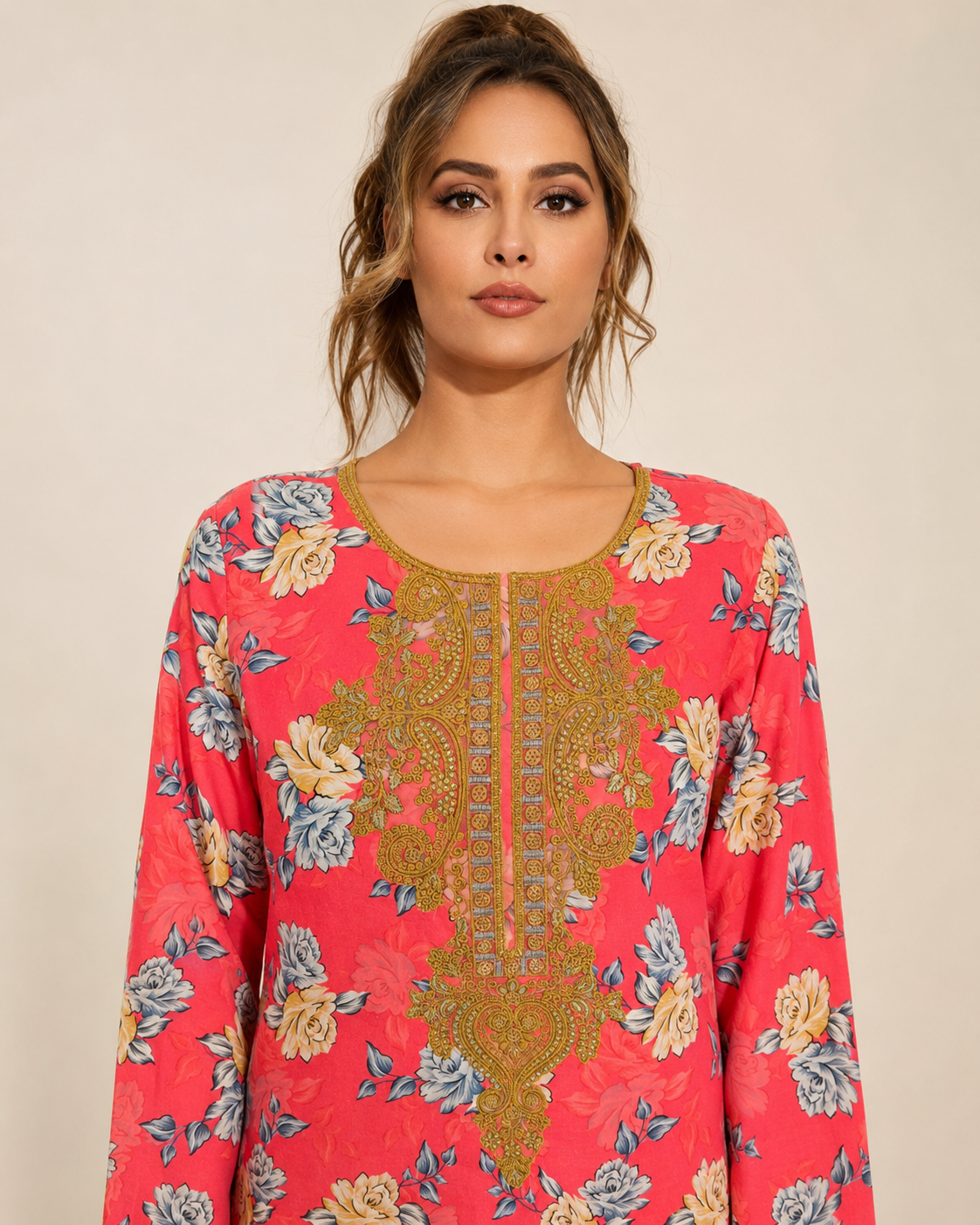oral Rose Gold Embroidered 2-Piece Kameez Trouser Set