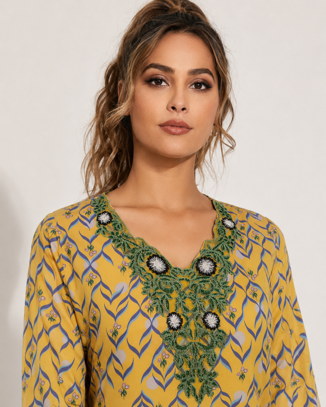 Sunlit Mustard Embroidered 2-Piece Kameez Trouser Set
