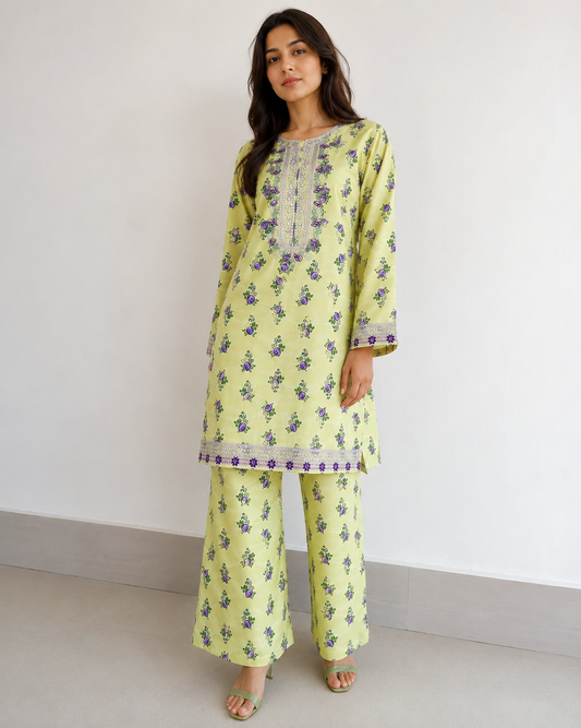 Spring Bloom Pastel Yellow 2 Piece Suit