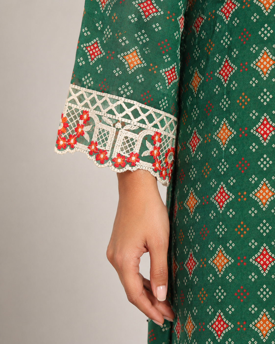 Aqua Rose Embroidered 2-Piece Kameez Trouser Set